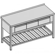 Pracovné stoly s tromi krytými zásuvkami/ GN 1/1,/ roštom
