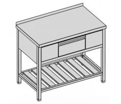 Pracovný stôl s krytovanou zásuvkou / GN 1/1 roštom 60x60