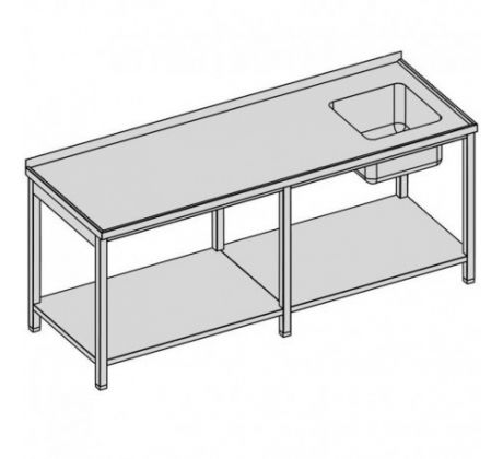 Umývací stôl s jedným drezom a policou/dlhý 280x70
