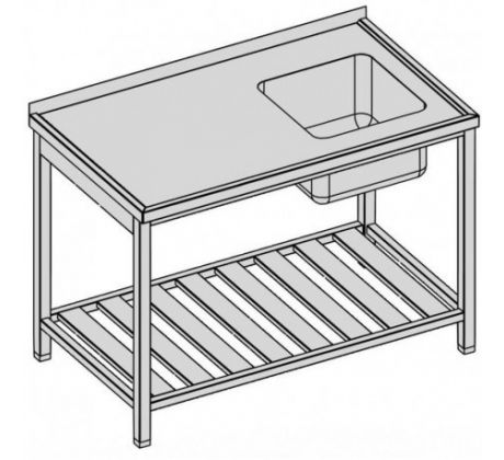 Umývací stôl s jedným drezom a roštom 130x60