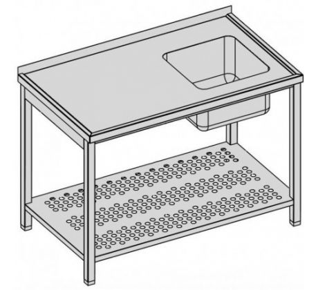 Umývací stôl s jedným drezom a perforovanou policou 180x60