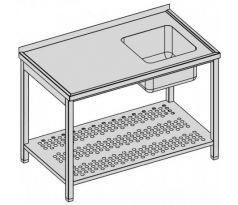 Umývací stôl s jedným drezom a perforovanou policou 150x60