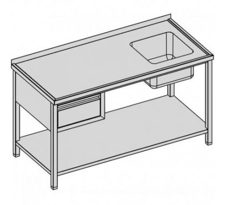 Umývací stôl s jedným drezom, zásuvkou a policou 170x80