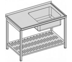Umývací stôl s vaňou a perforovanou policou 150x80