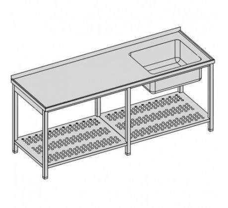 Umývací stôl s vaňou a perforovanou policou /dlhý 200x70