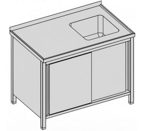 Umývací pracovný stôl jednodrezový, krytovaný s posuvnými dverami 110x60