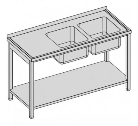 Umývací stôl dvojdrezový s policou 160x70