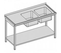 Umývací stôl dvojdrezový s policou 120x60