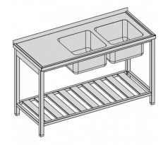 Umývací stôl dvojdrezový s roštom 180x80