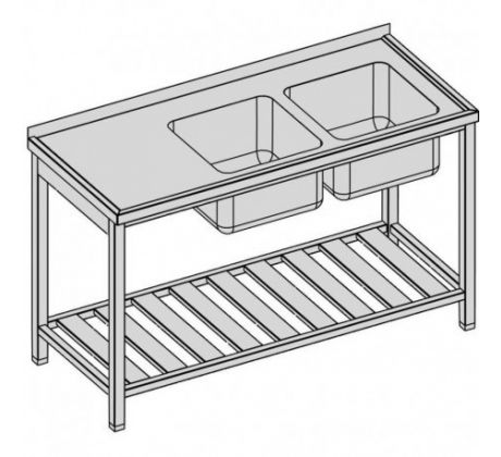 Umývací stôl dvojdrezový s roštom 140x60