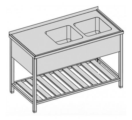 Umývací stôl s krytým dvojdrezom a roštom 180x70