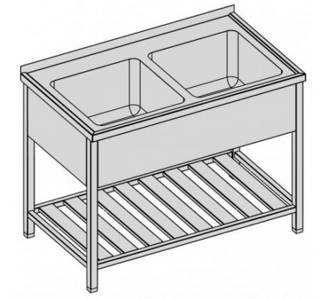 Umývací dvojdrez s roštom 130x60